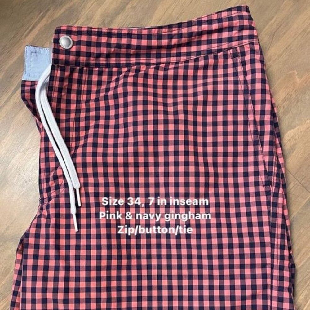 Men's Bonobos Bathing Suite - Pink & Navy Gingham